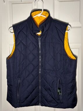 Lauren Ralph Lauren Women’s Quilted Reversible Vest - Navy/Yellow Size Large